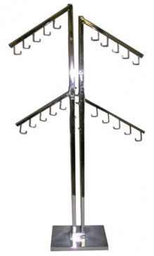 Double Upright Handbag Rack With 4 Square Waterfall & 5 Hook Arms