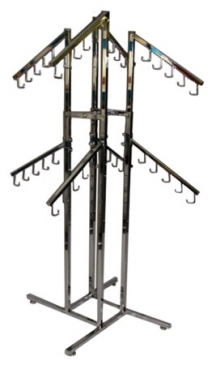 4-Way Handbag Square Tube Rack Square Arms With 8 Waterfall 5 Hook Arms