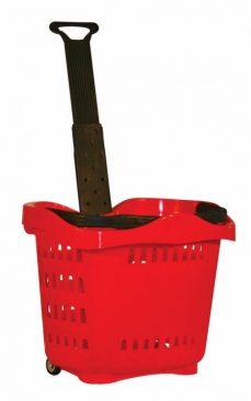 Rolling Hand Basket <br>With Telescopic Plastic Handle