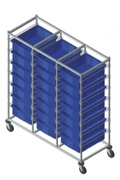 Triple Bay Bin Carts w/ Dividable Containers