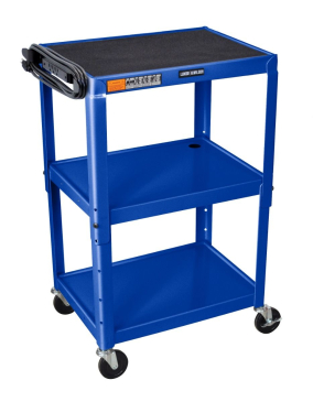 Adjustable-Height Steel Utility Cart - Blue