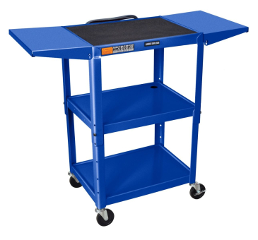 Adjustable-Height Steel Utility Cart - Blue