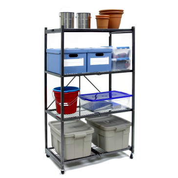 Collapsible 4 Tier Steel Rack On Casters