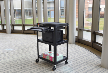 Adjustable-Height Steel Utility Cart - Black