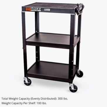 Adjustable-Height Steel Utility Cart - Black
