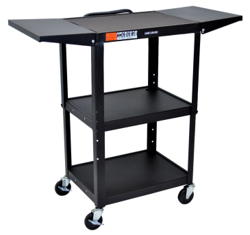 Adjustable-Height Steel Utility Cart - Black