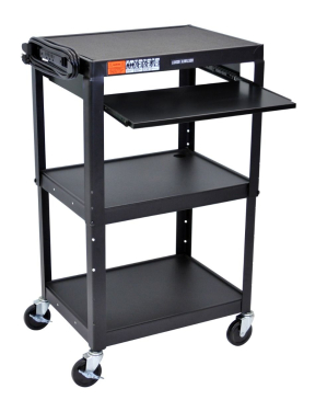 Adjustable-Height Steel Utility Cart - Black