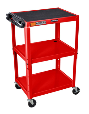 Adjustable-Height Steel Utility Cart - Red