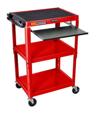 Adjustable-Height Steel Utility Cart - Red