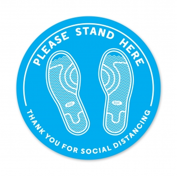 PLEASE STAND HERE - THANK YOU FOR SOCIAL DISTANCING DECAL